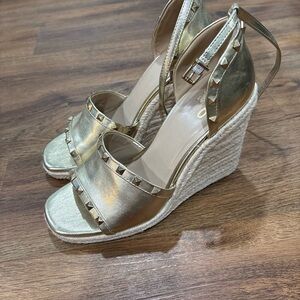 Mix No. 6 Gold Wedge Sandals with Studs